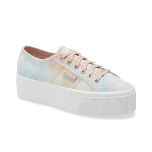 Superga Pastel Watercolor Platform Sneakers Slides Size 37